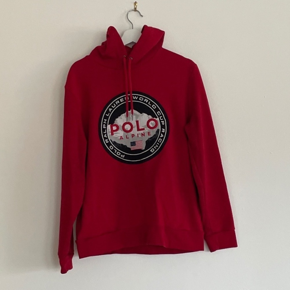 Polo Ralph Lauren Mens Red World Cup Racing‎ Graphic Hoodie Size L Large